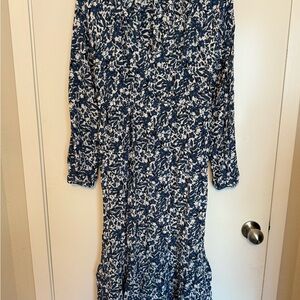 Sonoma Blue and White Long Sleeve Dress